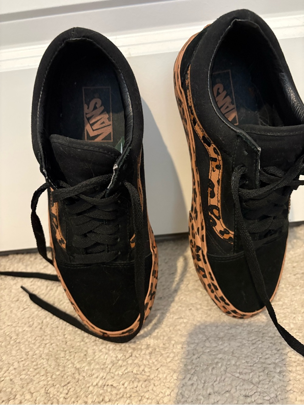 Vans Women's Black Sneakers with Leopard-Print - Picture 2 of 6